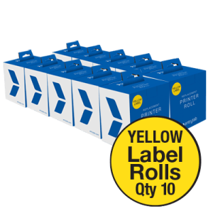 BULK & SAVE 10 x Entrytab Printer Label (Sticky) Rolls (Yellow)