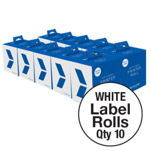BULK & SAVE 10 x Entrytab Printer Label (Sticky) Rolls (White)